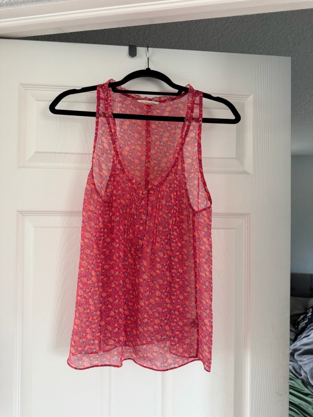 Vintage American Eagle Sheer Pink Floral Tank Top - size 10